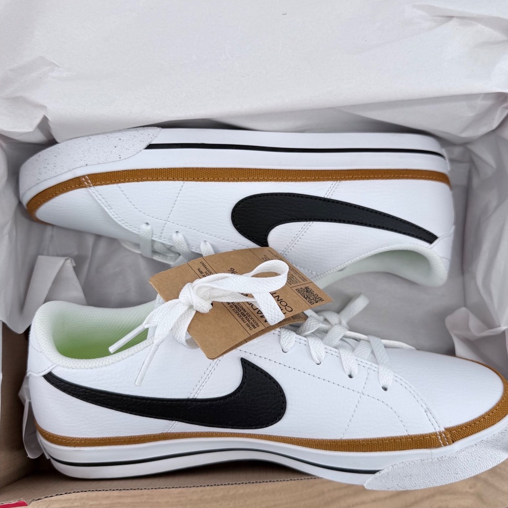 Nike Court Legacy Next Nature White Black Desert Ochre DH3162-102 Mens Sneakers